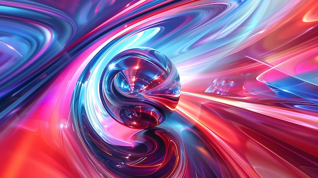 3D rendering Abstract composition of colored fluid shapes