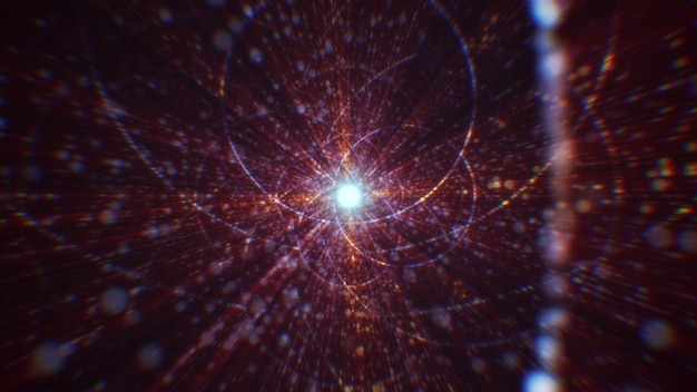 3D rendering of an abstract digital tunnel in cyberspace made of particles