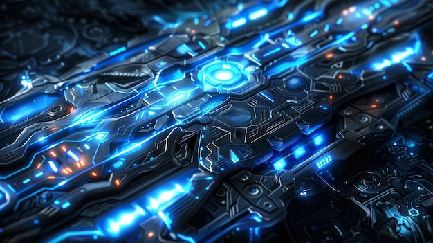 3D rendering of abstract futuristic background with neon lights Cyber space concept