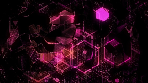 3D rendering of abstract geometric background. Colorful luminous geometric shapes form a background in the form of a color scheme