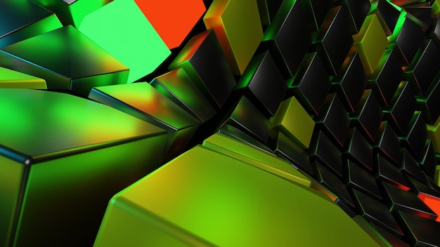 3d rendering abstract glow cube square dot shape grid flow wave pattern abstract background