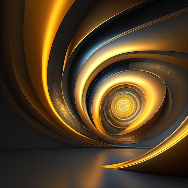 3D rendering abstract gold fractal light background Rendered wallpaper Fantasy light background