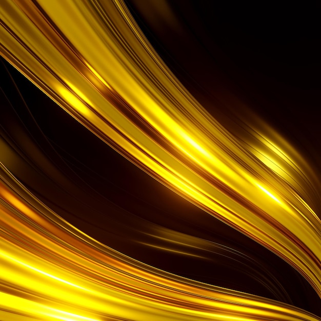 3d rendering Abstract Gold Waves background and beautiful reflections