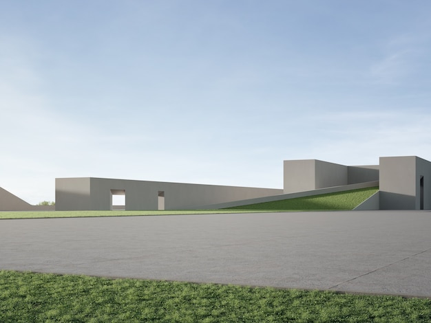 3d rendering of abstract gray building