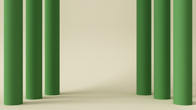 3D Rendering abstract green line color on same background