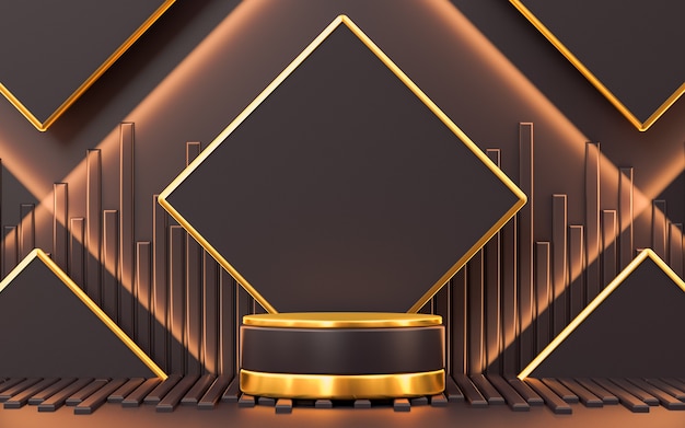 3d rendering abstract luxury gold shape podium display background for product presentation