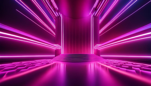 3d rendering abstract neon background featuring ascending glowing lines