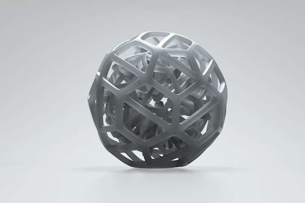 3d rendering of abstract organic looking geometry forms with light scattering and absorbtion