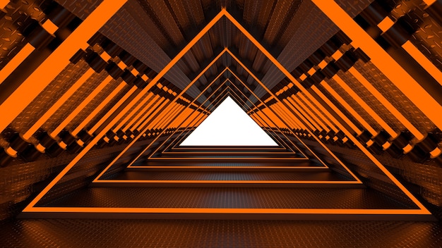 3d rendering of Abstract sci-fi theme in geometric style, abstract lighting in hallway