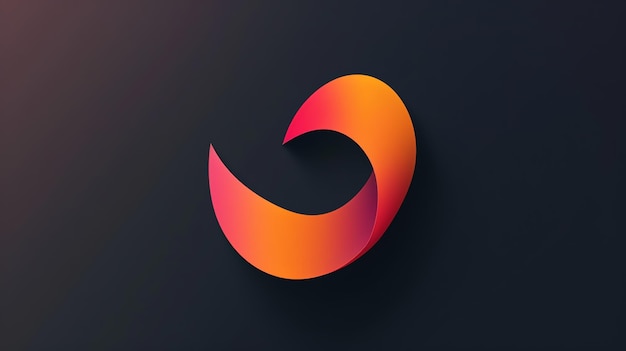 Photo a 3d rendering of an abstract swirling orange and pink shape on a dark background