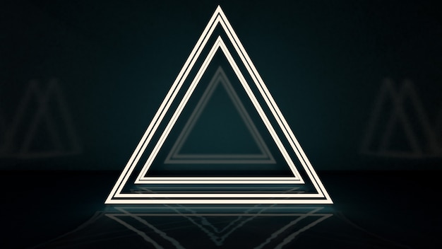 3d rendering of abstract triangle in neon light