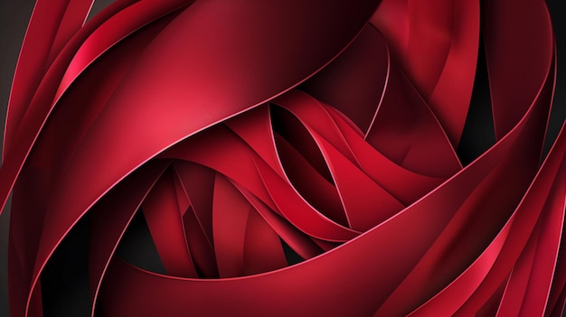 3d rendering of abstract wavy metallic background in red color