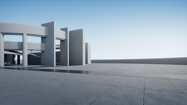 3d rendering of abstract white curved building