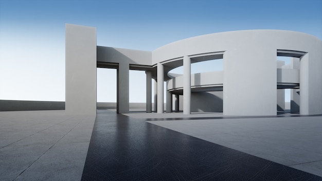 3d rendering of abstract white curved building