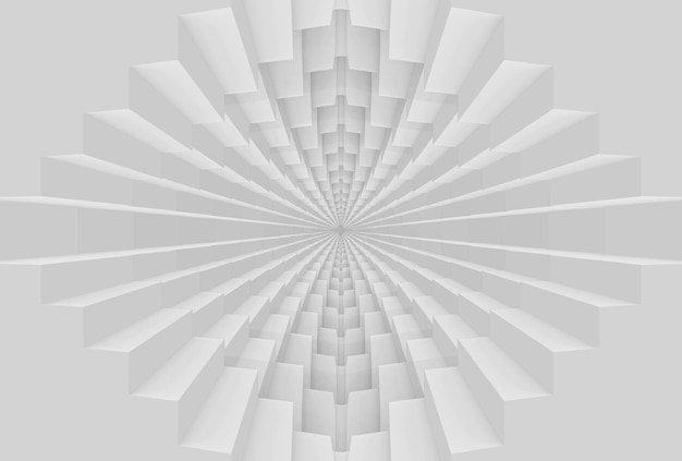 3D rendering Abstract White Square Grid tunnel wall background