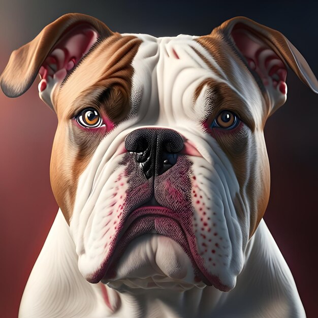 3d Rendering American Bulldog Animal AI Generative