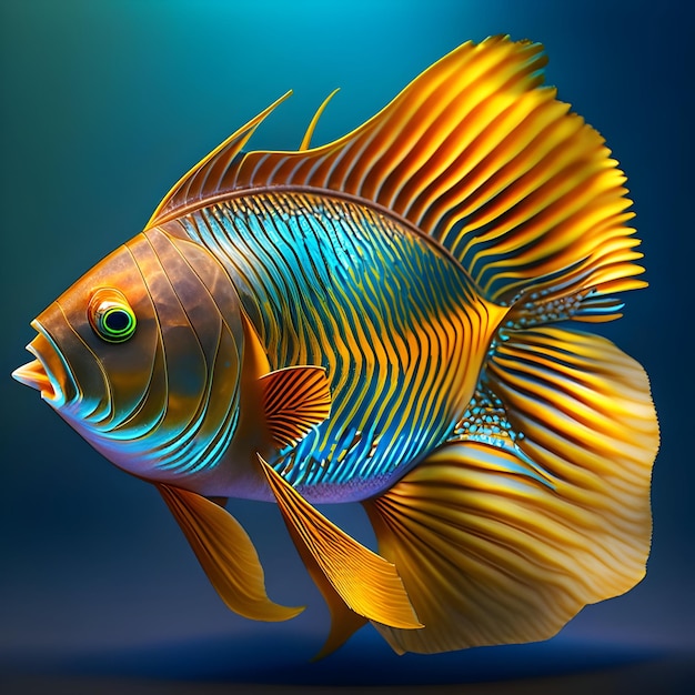 3d Rendering Angelfish Animal AI Generative