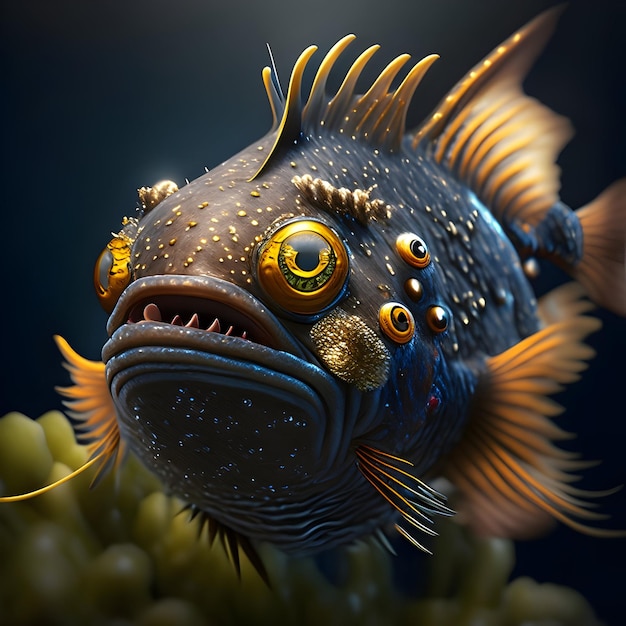 3d Rendering Anglerfish Animal AI Generative