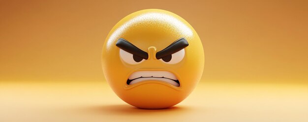 Photo 3d rendering of angry emoji showing displeasure