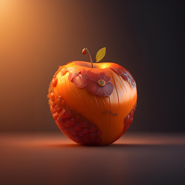 3d rendering of apple fruit with ai