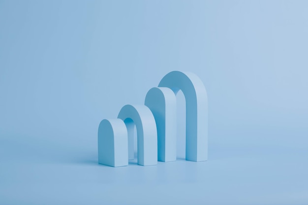 3d rendering of arches in pastel blue color abstract pastel color geometric shape background