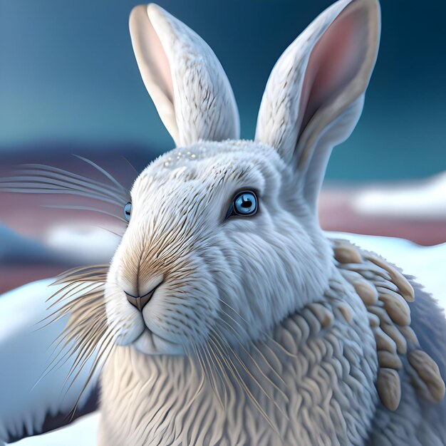 3d Rendering Arctic Hare Animal AI Generative