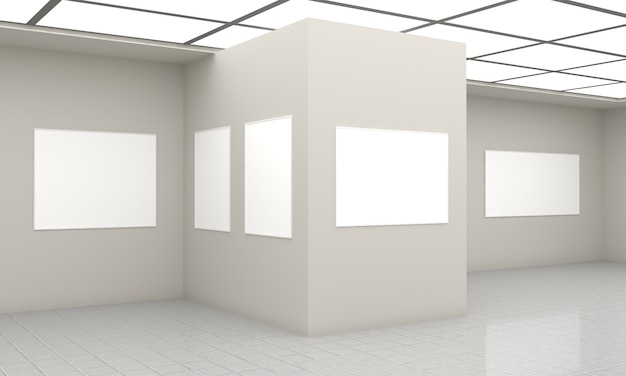 3d rendering of an art gallery exhibition