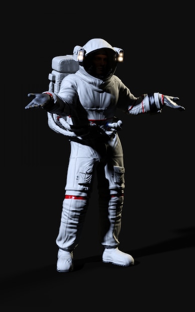 3D rendering astronaut on black background