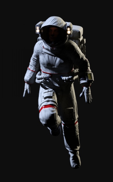 3D rendering astronaut on black background