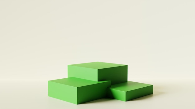 3d rendering background green podium minimal podium Stage render for product mockup and commercial