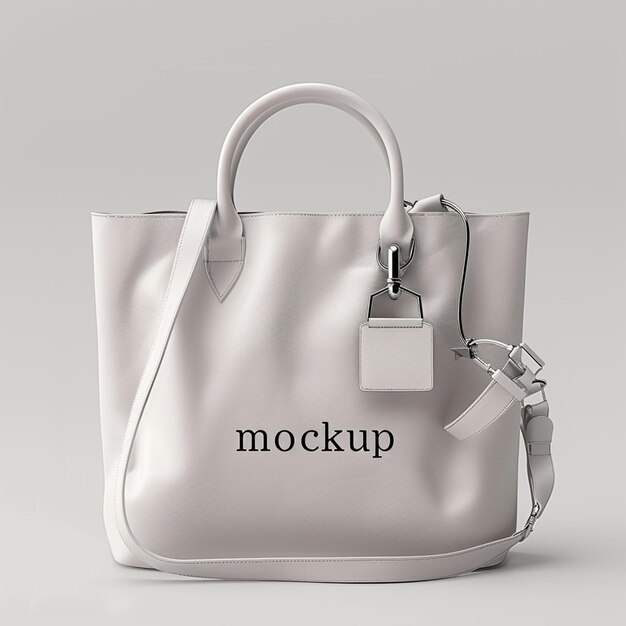 Photo 3d rendering of bag mockup with writing