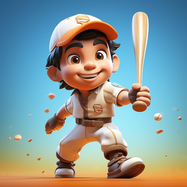 3d rendering of Baseball player in action