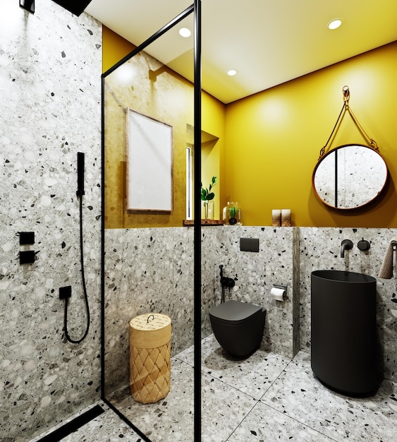 3d rendering bathroom in a modern style