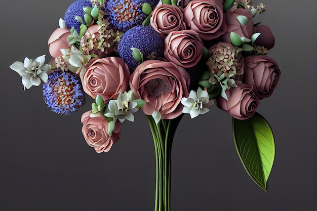 3D rendering beautiful Bouquet of flowers