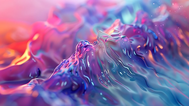 3D rendering Beautiful iridescent gradient color Vibrant liquid colors