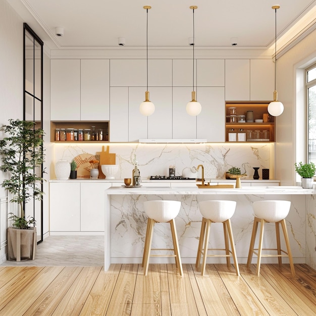 3d rendering beautiful kitchen room