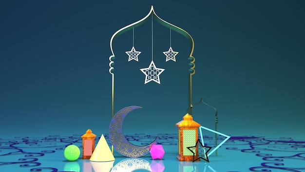 3d Rendering Beautiful Ramadan Abstract Background