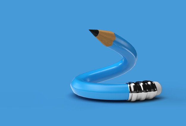 3d Rendering of Bent Pencil Pen Tool Created Clipping Path Included in JPEG Easy to Composite