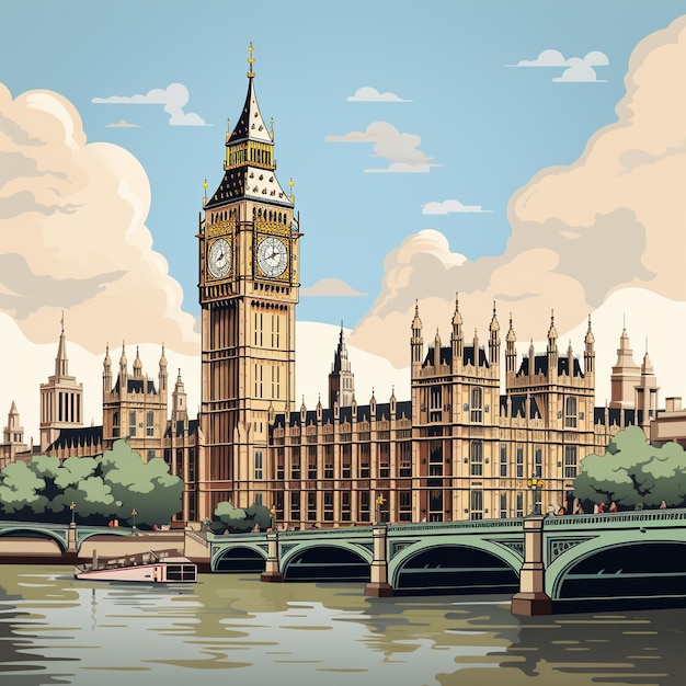 3d rendering of The Big Ben and Houses of Parliament