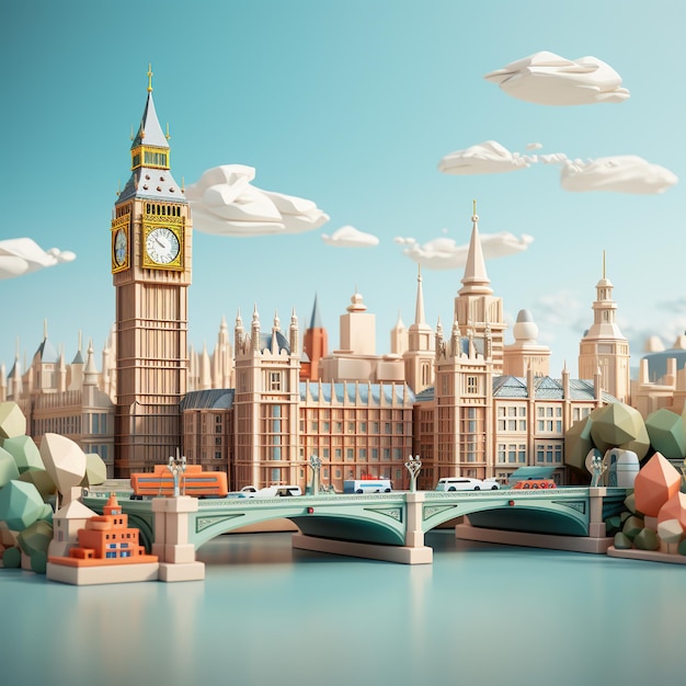 3d rendering of The Big Ben and Houses of Parliament