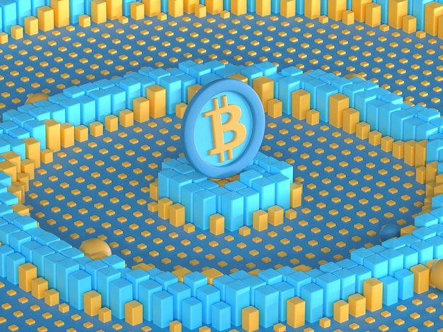 3d rendering bitcoin cryptocurrency with abstract background