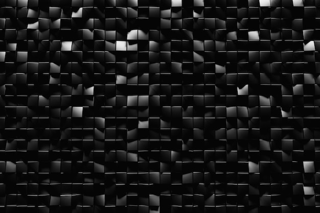 3D rendering Black pattern of cubes of different shapes Minimalistic pattern of simple shapes similar to the tops of mountains Bright creative symmetric texture