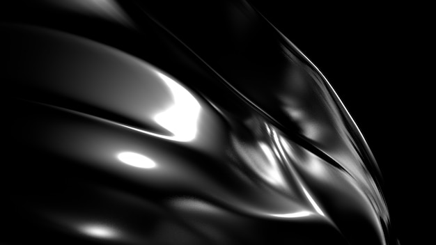 3d rendering of black pleats and swirls