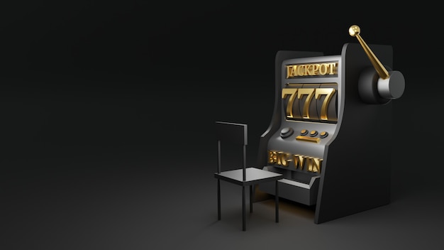 3D rendering black slot machine , casino concept.