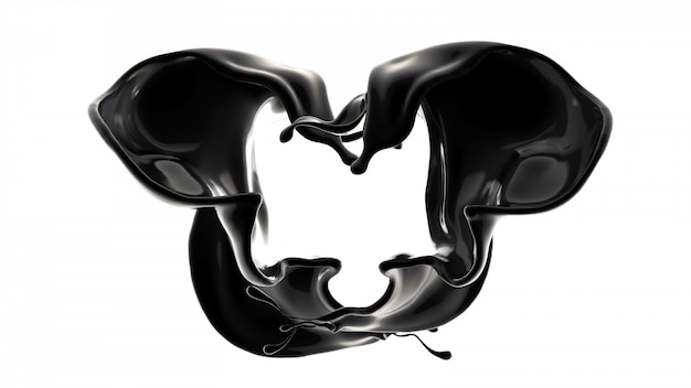 3d rendering of a black splash liquid