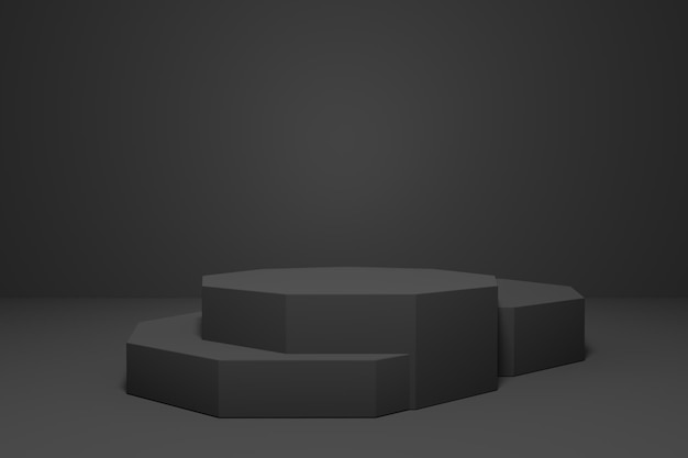 3D rendering of a black stages or podium