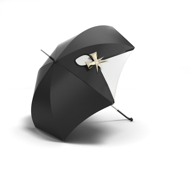 3d rendering black umbrella isolated on white background