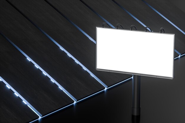 3d rendering blank advertising board In the night scene