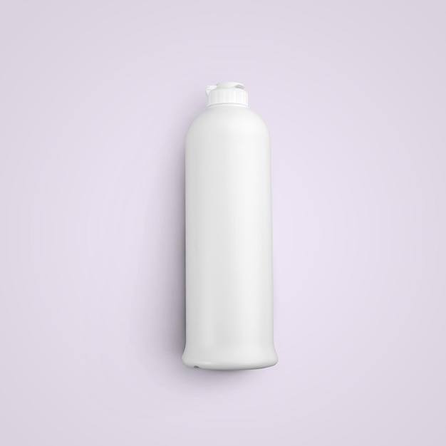 3D rendering blank white cosmetic plastic bottle with push pull cap isolated on grey background fit for your mockup design