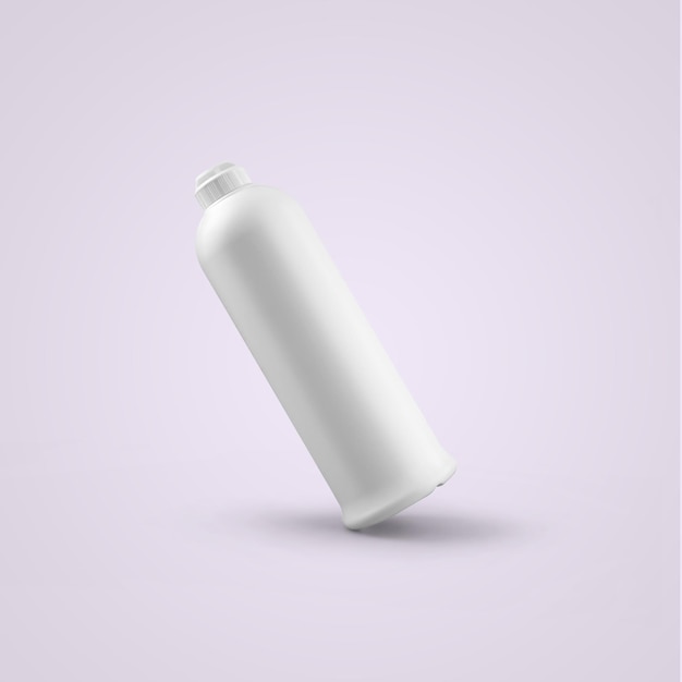 3D rendering blank white cosmetic plastic bottle with push pull cap isolated on grey background fit for your mockup design